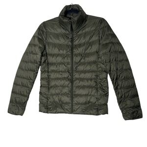 Uniqlo Puffer Jacket Women's Medium Green Nylon Lightweight Pockets Outdoor